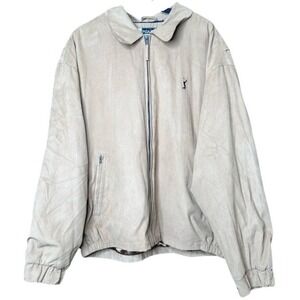 Vintage 90s PGA Tour Collection Bomber Sporty Jacket Men's XL Suede Leather Tan